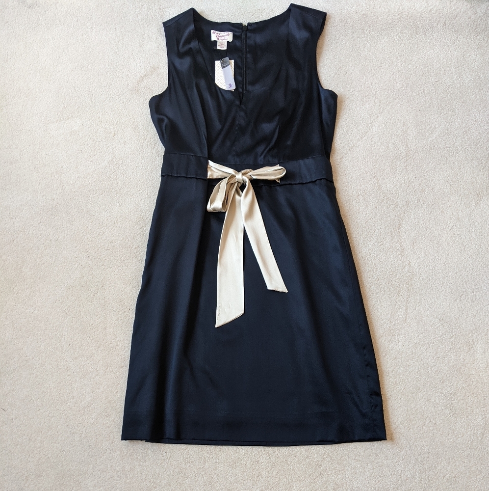 Original Penguin navy blue silk dress with tie NWT Size 4